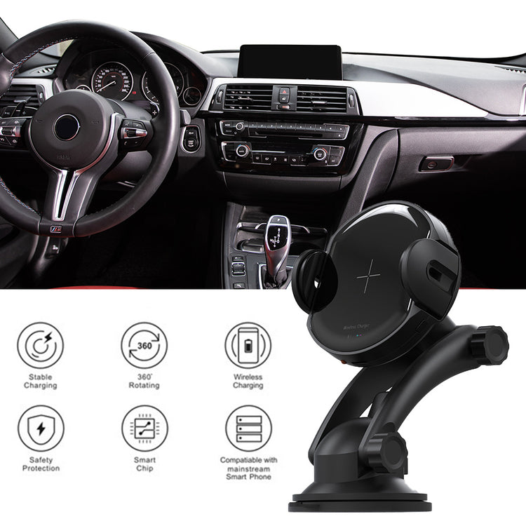 a car interior with a steering wheel and a device