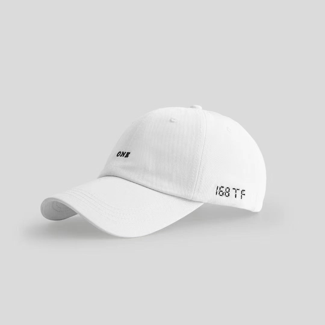 a white hat with black text