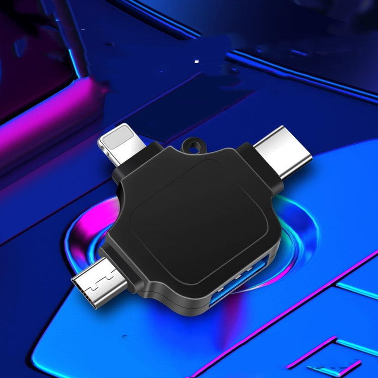 a black usb adapter on a blue and purple background