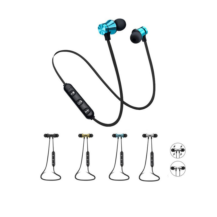 a pair of blue earphones