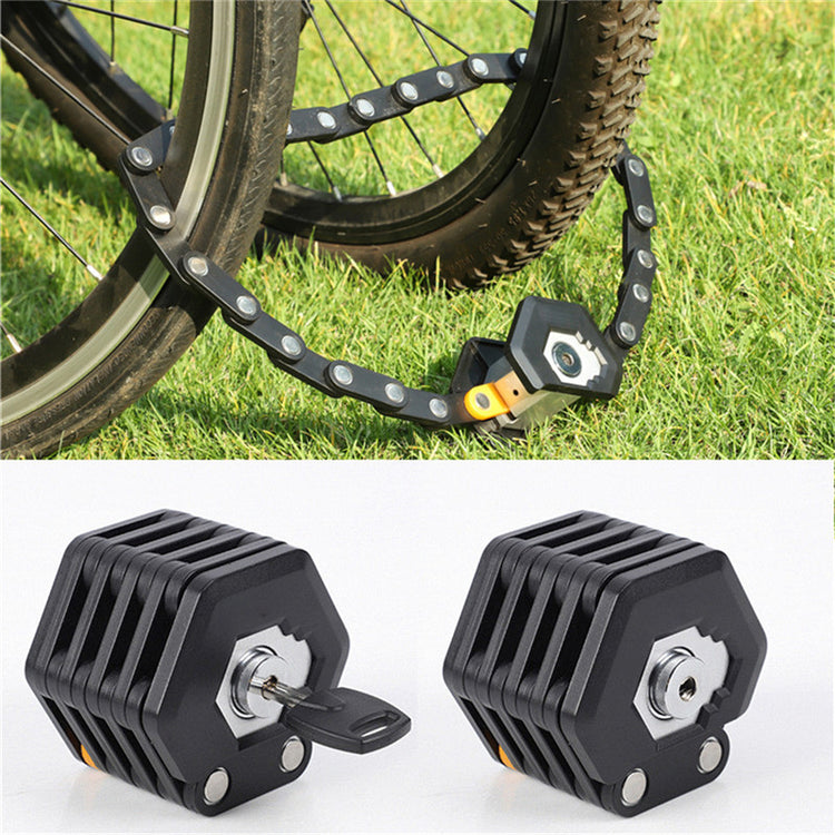 a bicycle lock with a chain around it