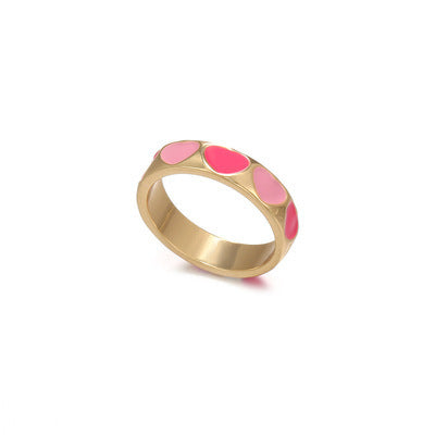 Fashion Alloy Joint Ring Love Heart Drop Oil Double Love Heart Ring