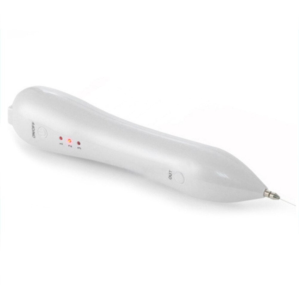 a white device with red lights