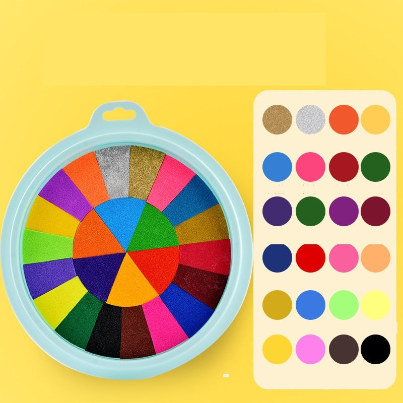 a colorful palette with a circular pattern