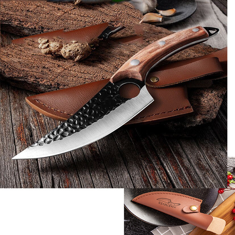 a knife with a wooden handle