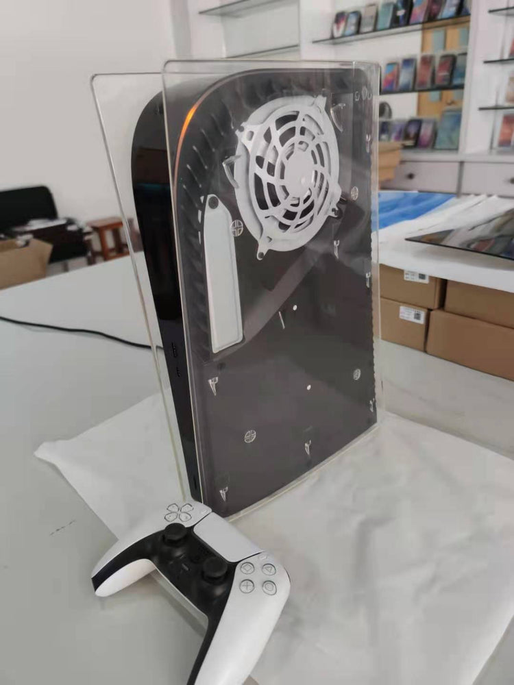 a video game console and controller