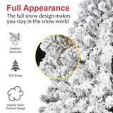 Snow-Flocked Artificial Christmas Tree with Foldable Base