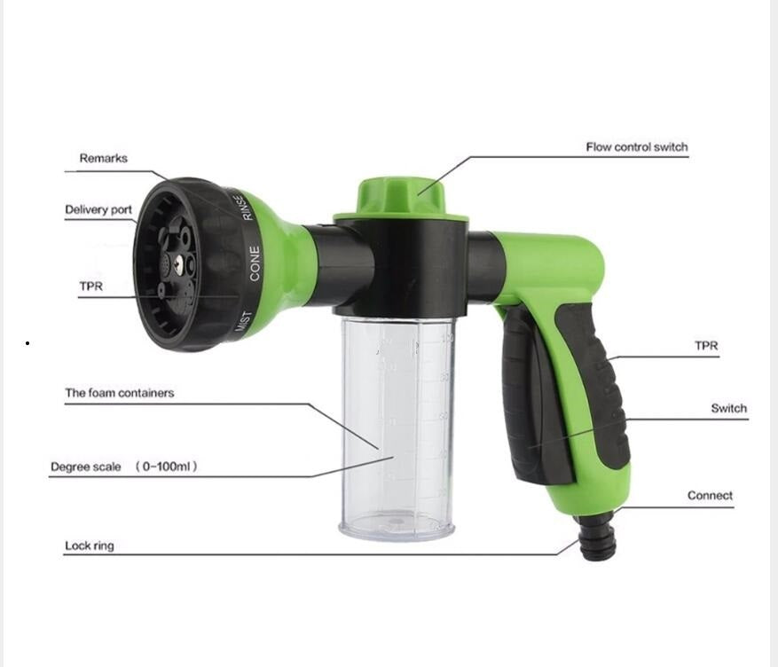 a green and black nozzle with text