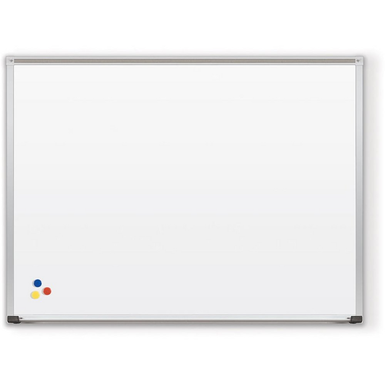 a white board with a white board and colorful pins