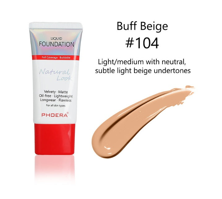 a tube of foundation and a smear of liquid