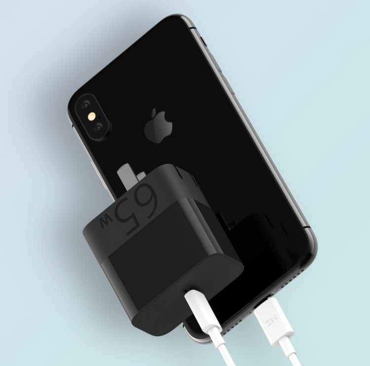 a cell phone with a charger