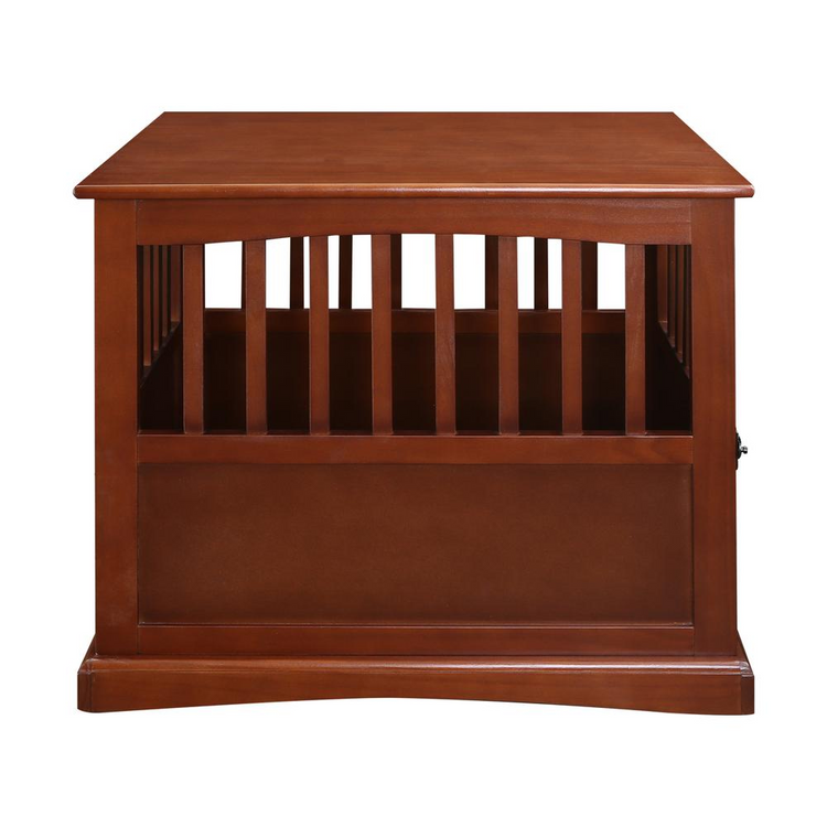 a wooden box with a door open