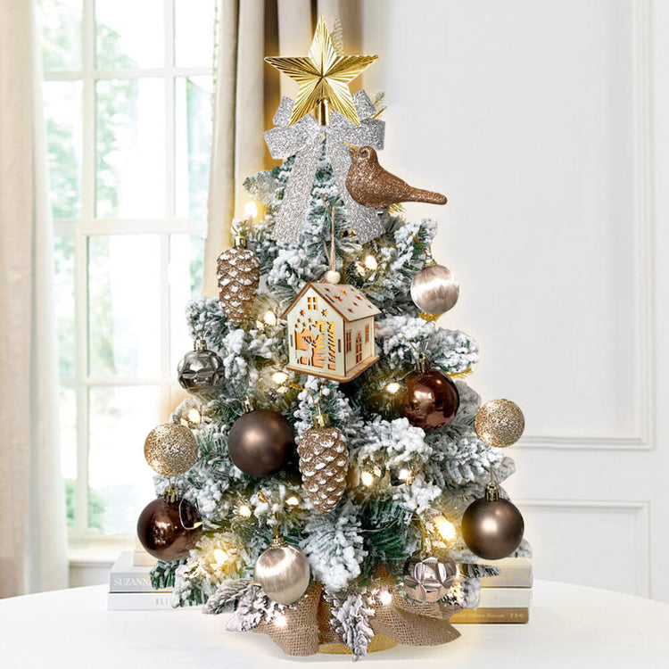a small decorated christmas tree