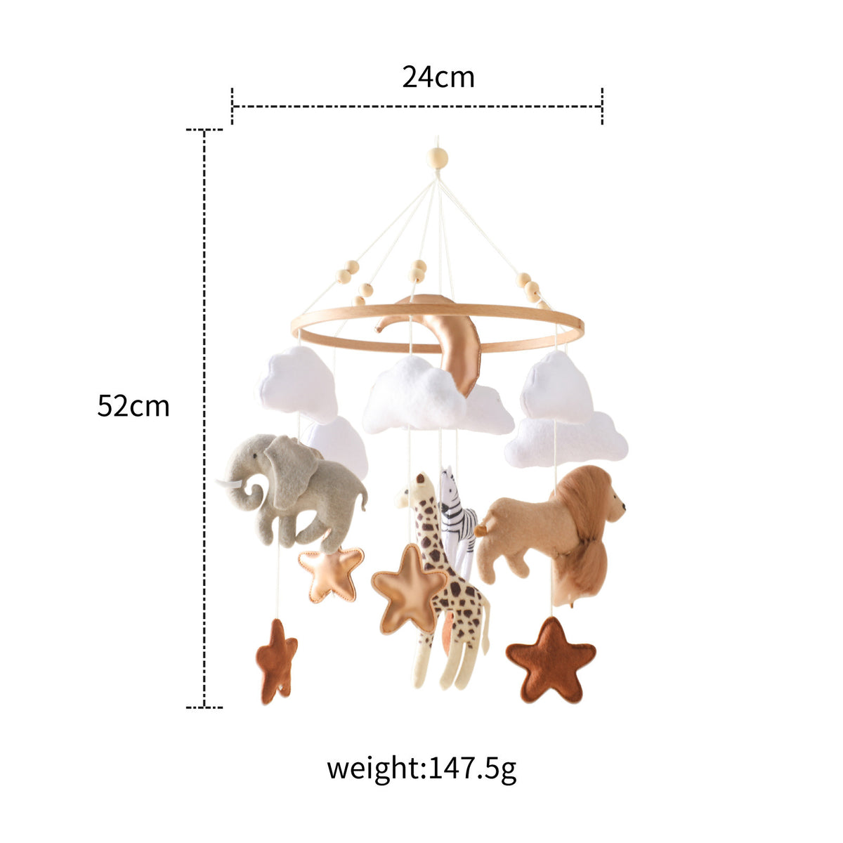 a mobile with different animals on it