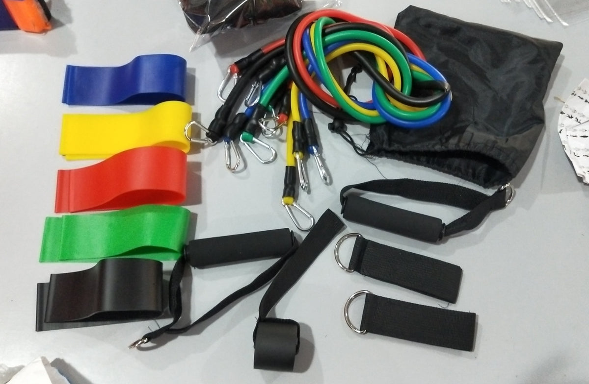 a group of different colored elastic bands