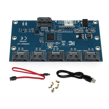 SATA Hard Disk Adapter Card 1 To 5 SATA Port Multiplier Computer Motherboard Hard Disk Adapter Card