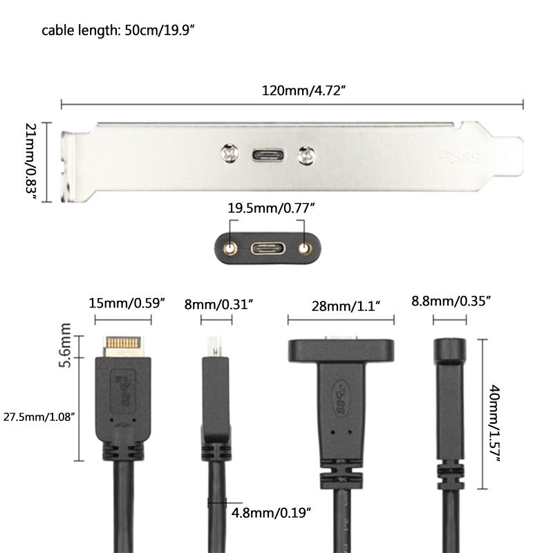 Female Belt Ear Nut Baffle Line Desktop Motherboard Extension Cable