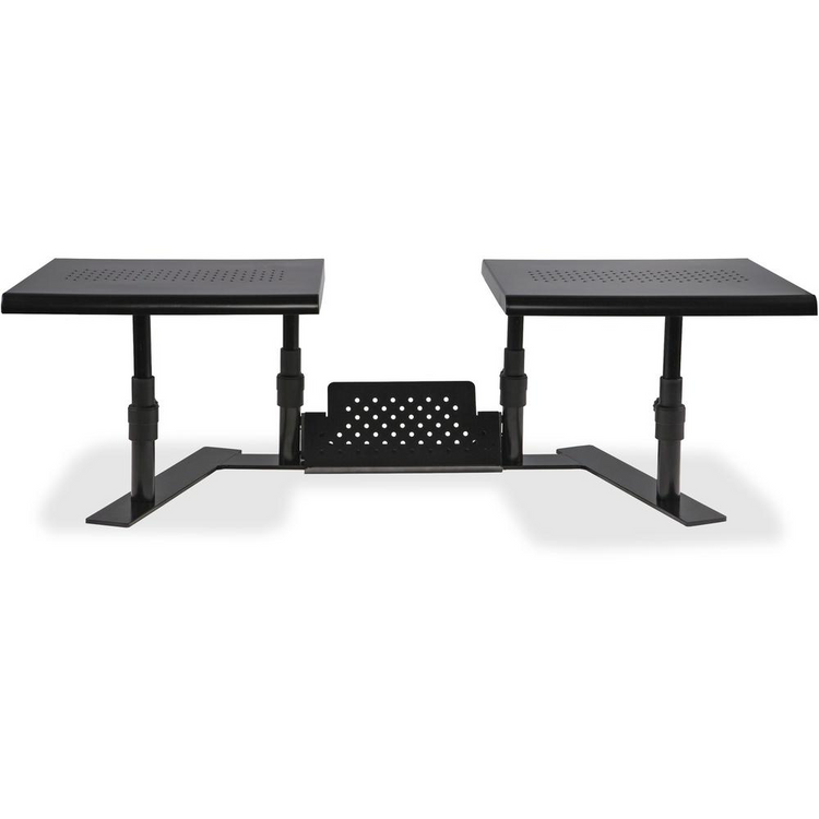 a black stand with a black tray