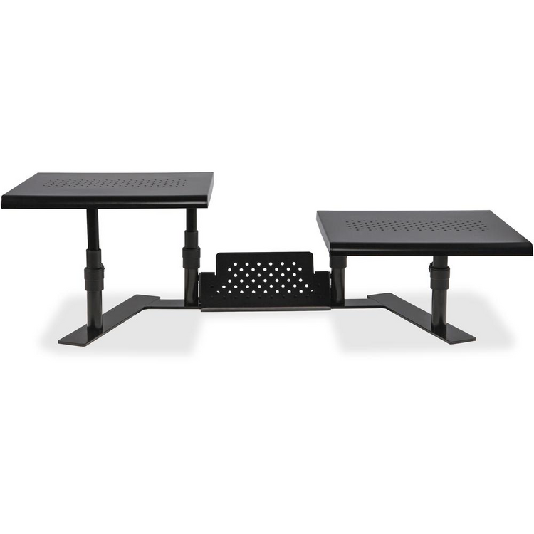 a black stand with a small shelf