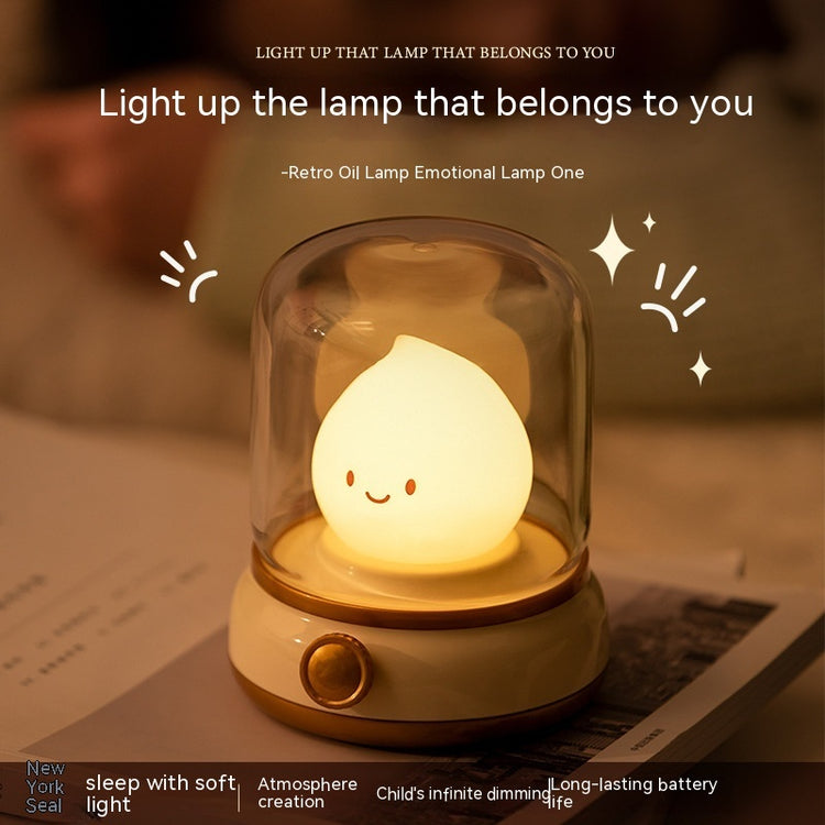 a small lamp with a face on it