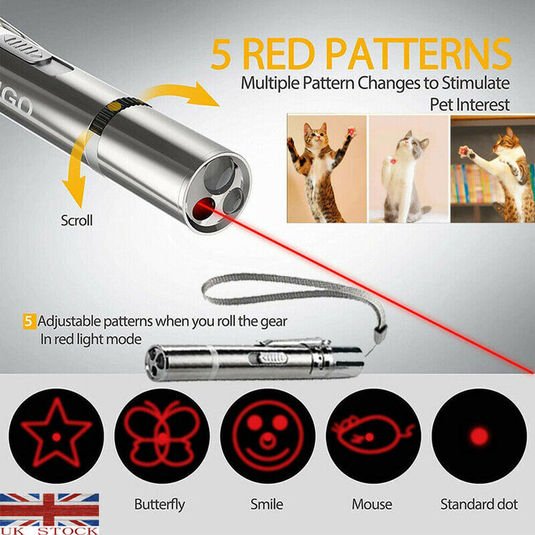 a laser pointer with a cat and text