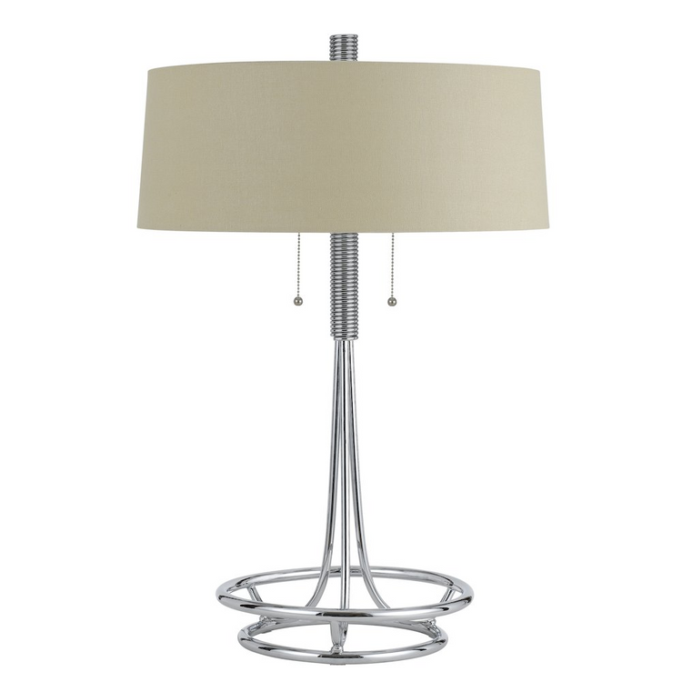 a lamp with a white shade