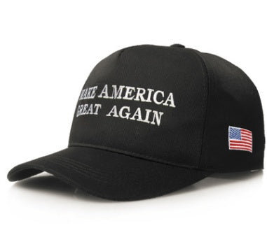 a black hat with a flag on it