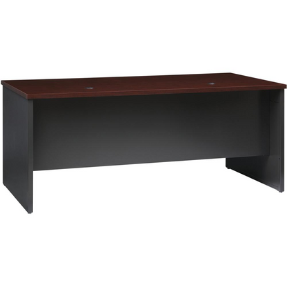 Lorell Mahogany Laminate/Charcoal Modular Desk Series Pedestal Desk - 2-Drawer - 72" x 36" , 1.1" Top - 2 x Box, File Drawer(s) - Single Pedestal on Left Side - Material: Steel - Finish: Mahogany Lami
