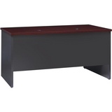 Lorell Mahogany Laminate/Charcoal Modular Desk Series Pedestal Desk - 2-Drawer - 60" x 30" , 1.1" Top - 2 x Box, File Drawer(s) - Double Pedestal - Material: Steel - Finish: Mahogany Laminate, Charcoa