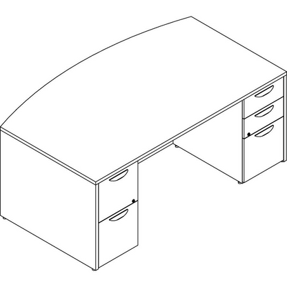 Lorell Prominence 2.0 Mahogany Laminate Double-Pedestal Desk - 5-Drawer - 1" Top, 72" x 42"29" - 5 x File, Box Drawer(s) - Double Pedestal - Band Edge - Material: Particleboard - Finish: Mahogany Lami