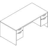 Lorell Prominence 2.0 Espresso Laminate Double-Pedestal Desk - 5-Drawer - 1" Top, 72" x 36"29" - 5 x File, Box Drawer(s) - Double Pedestal - Band Edge - Material: Particleboard - Finish: Espresso Lami