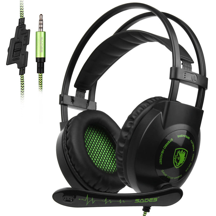 a black and green headphones