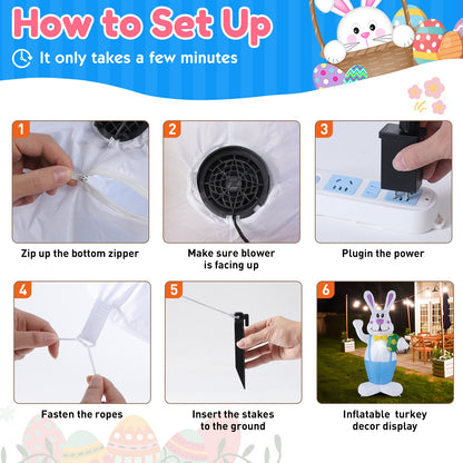 Luminous LED Cartoon Easter Inflatable Rabbit