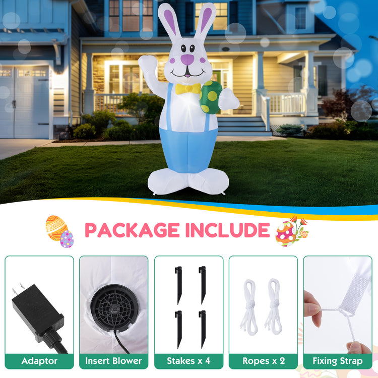 a inflatable bunny in front of a house
