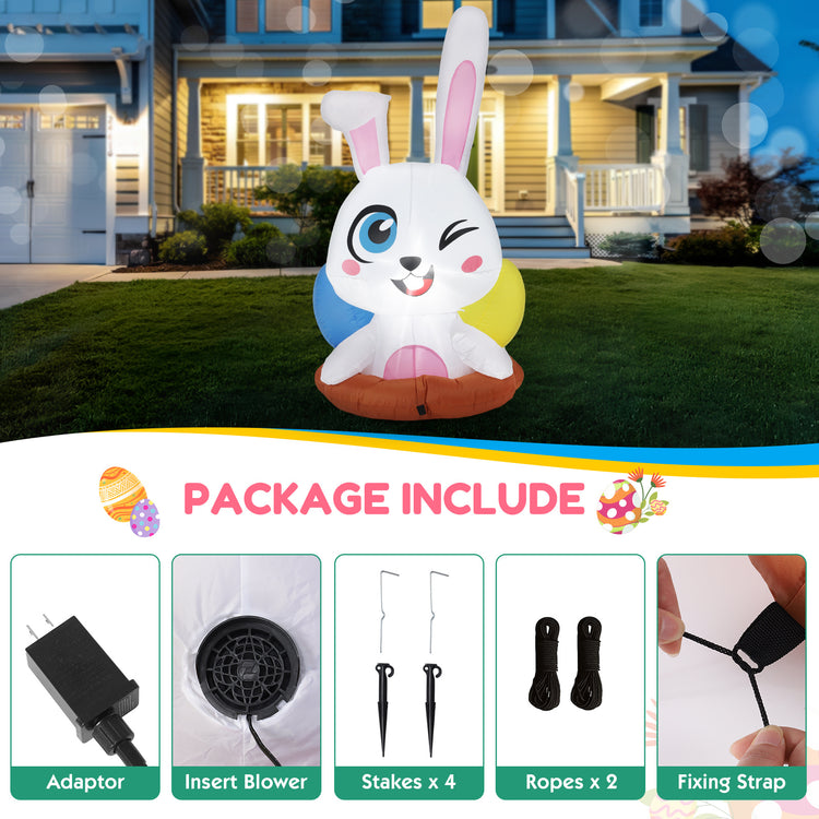 a inflatable bunny in front of a house