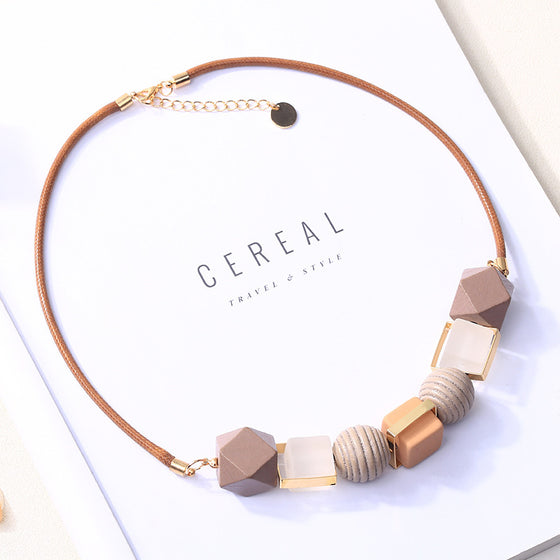 Colored Wooden Pendant Necklace