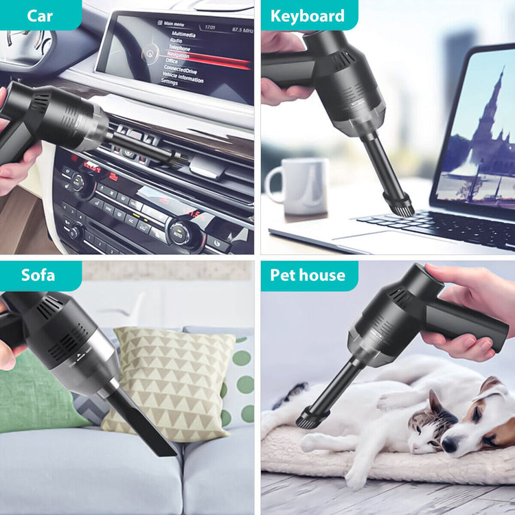 a collage of images of a hand holding a cordless drill
