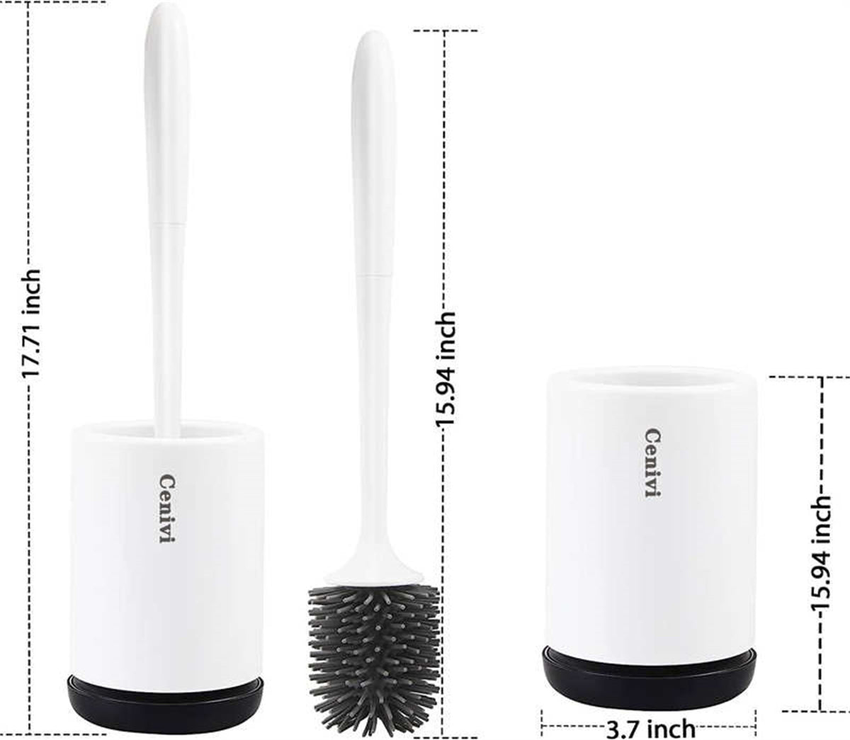 a white toilet brush and cup