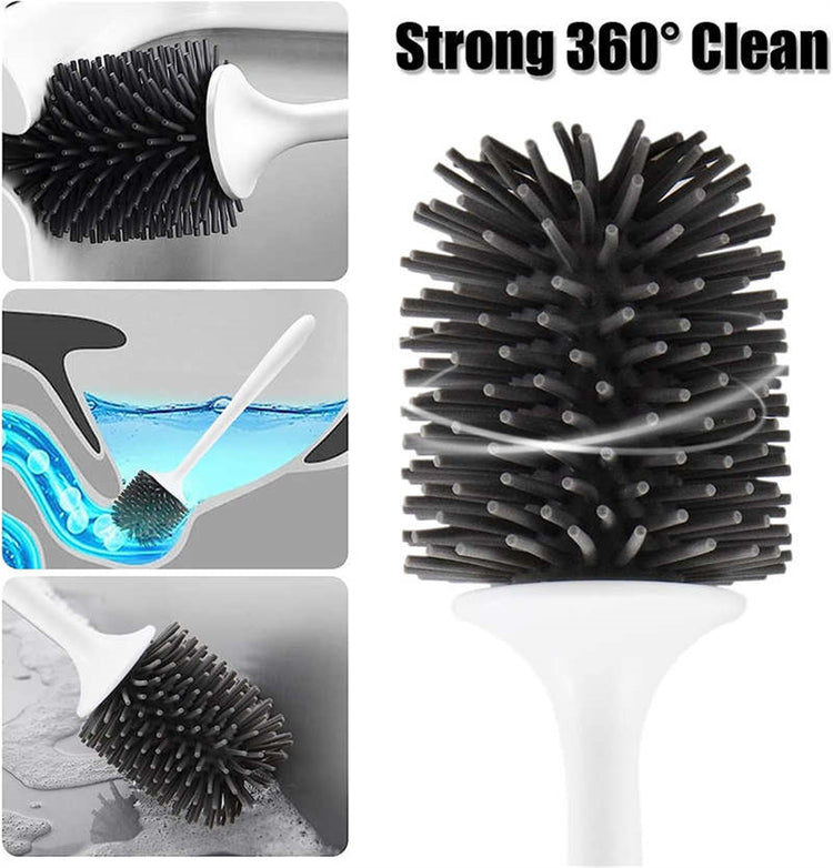 a collage of a toilet brush