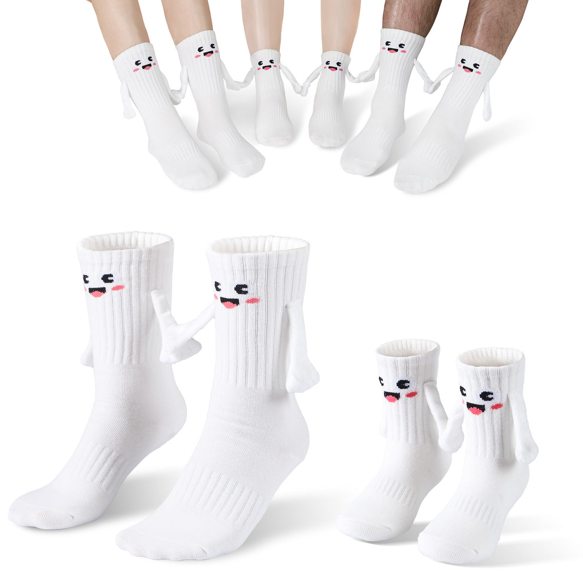 a group of socks with faces
