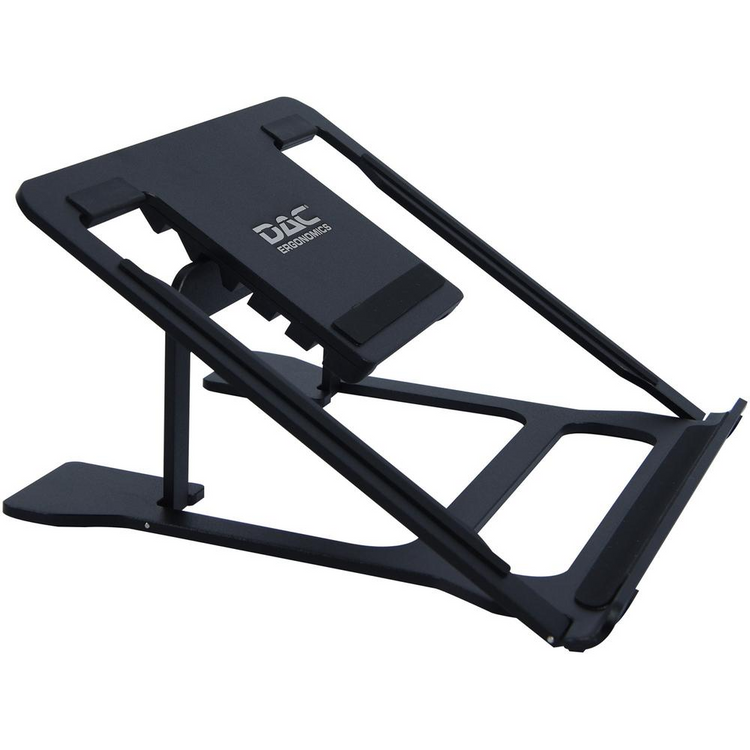 a black laptop stand with a white background