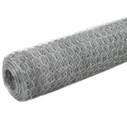 vidaXL Chicken Wire Fence Galvanized Steel 82'x3.9' Silver