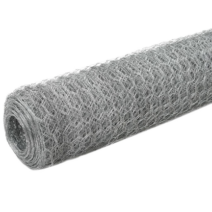 vidaXL Chicken Wire Fence Galvanized Steel 82'x3.9' Silver