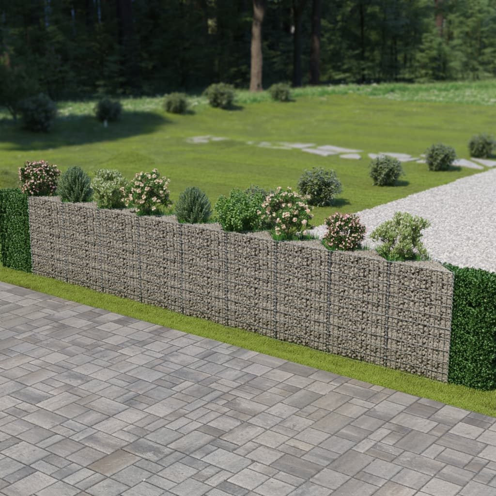 vidaXL Gabion Wall Galvanized Steel 248"x11.8"x39.4"