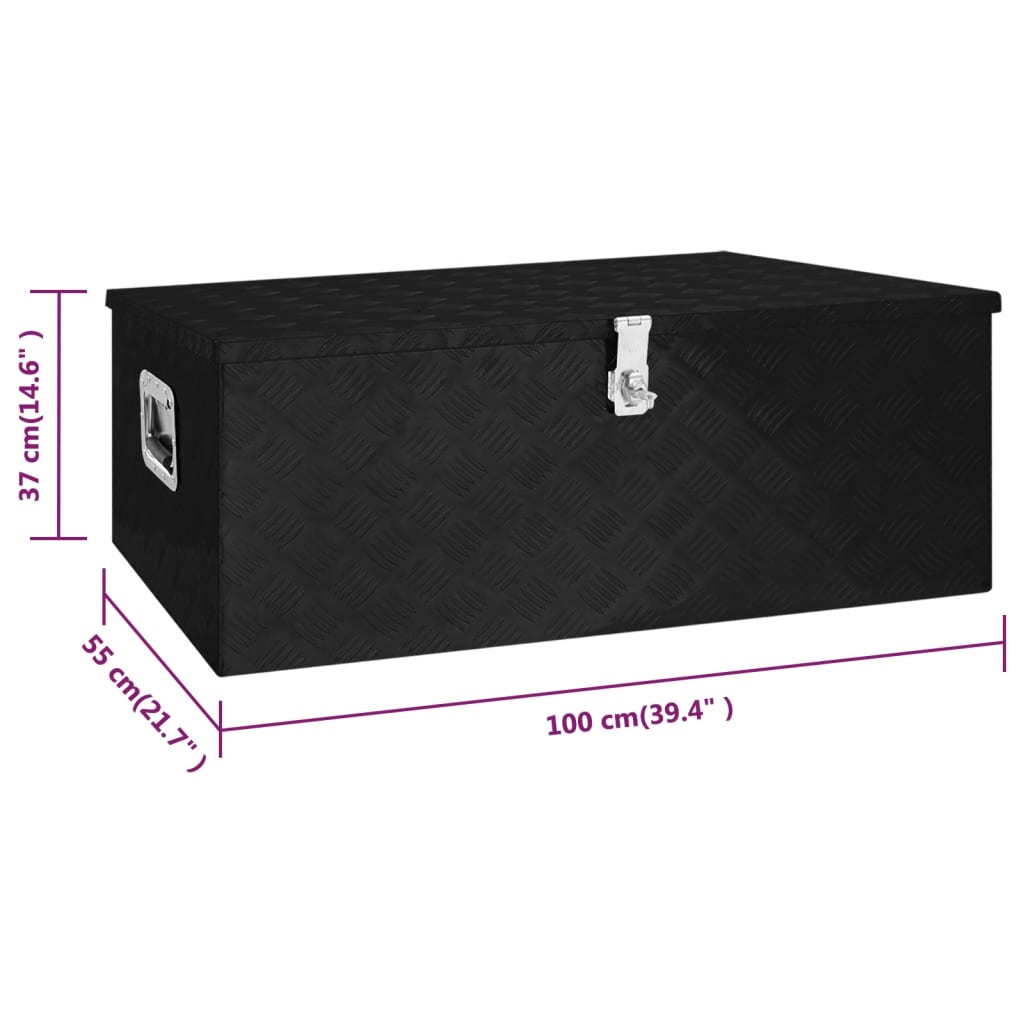 vidaXL Storage Box Black 39.4"x21.7"x14.6" Aluminum
