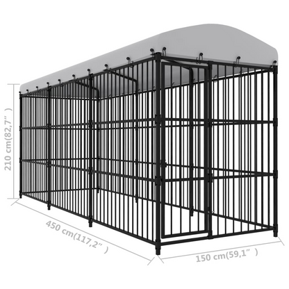 vidaXL Outdoor Dog Kennel with Roof 177.2"x59.1"x82.7"