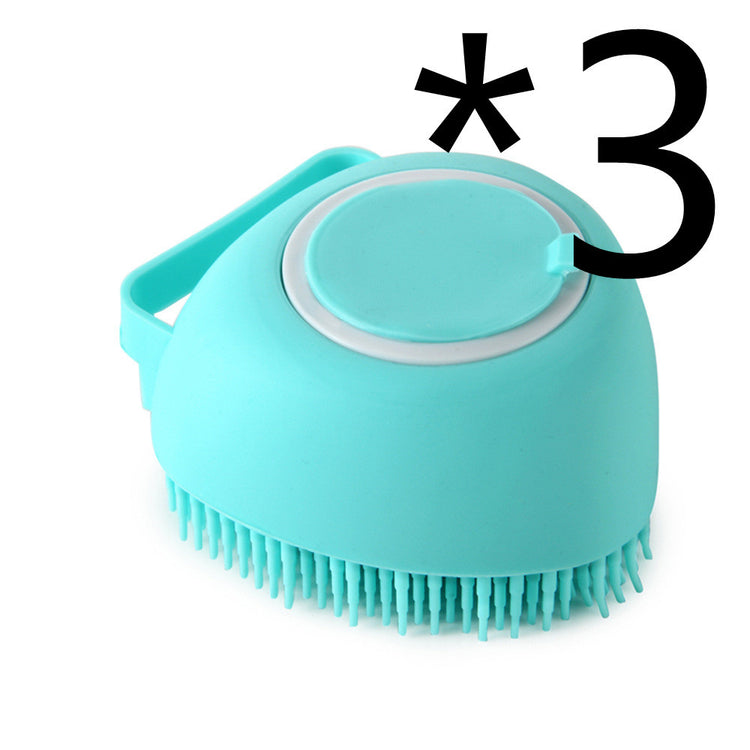 a blue round brush with a handle