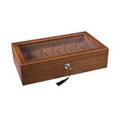 Wood-Grain Lockable Watch Storage Box