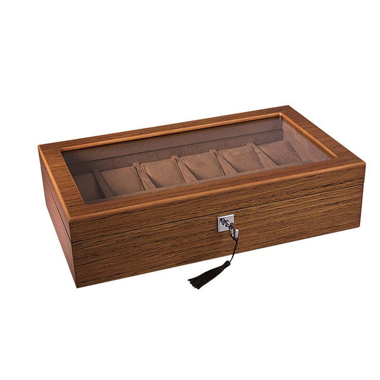 a wooden box with a glass top