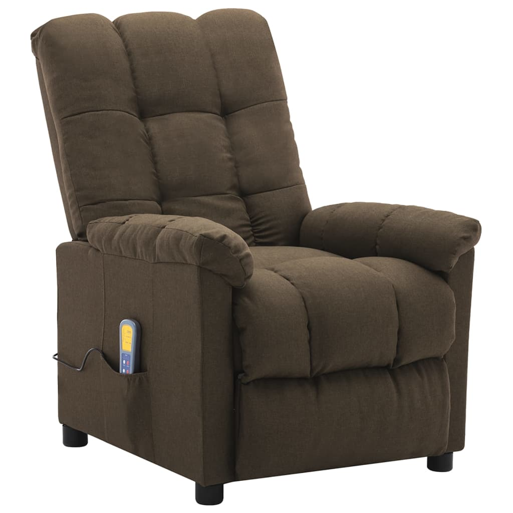 vidaXL Massage Recliner Brown Fabric